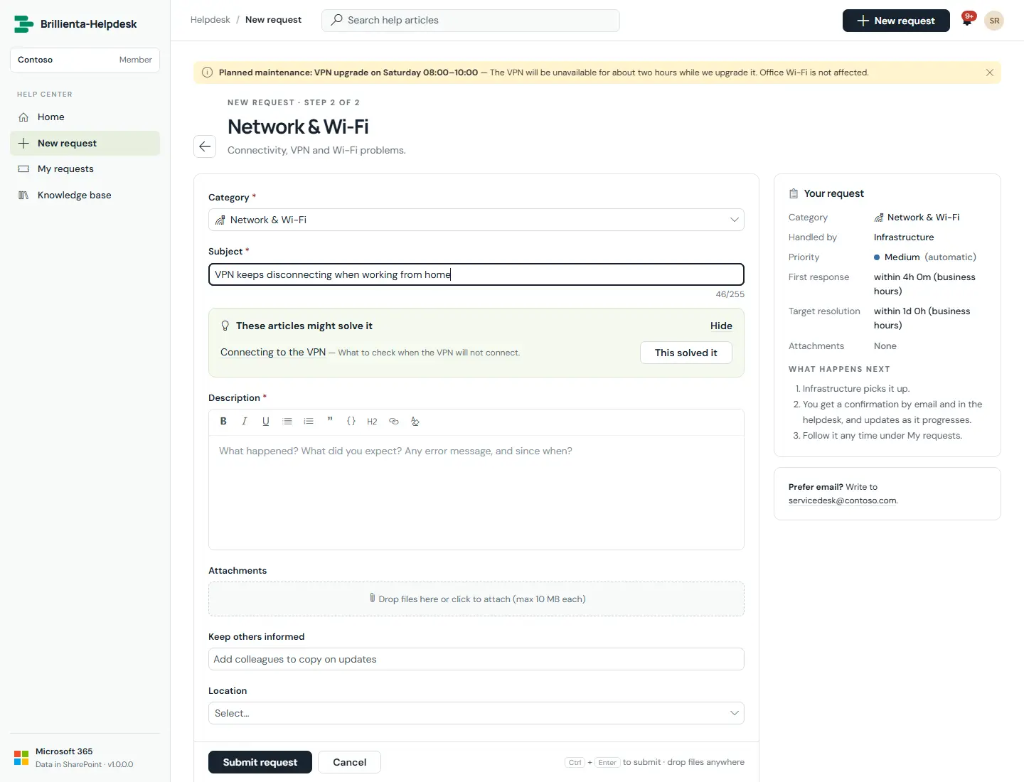 New request form