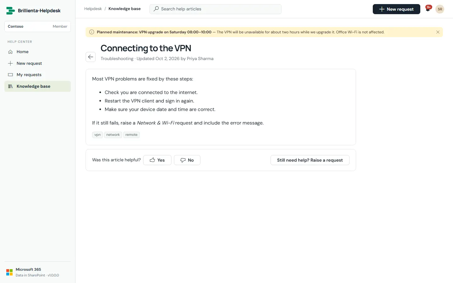 Knowledge base article