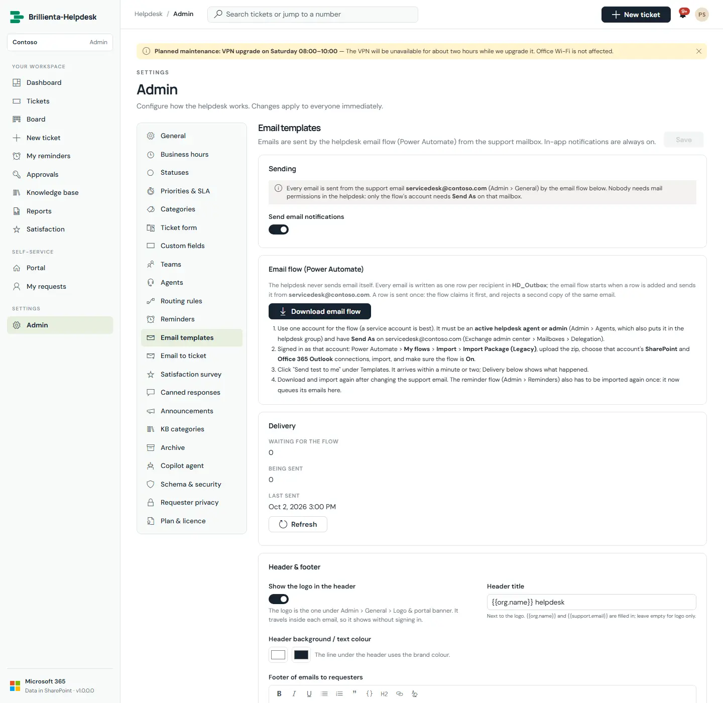 Email templates and flow