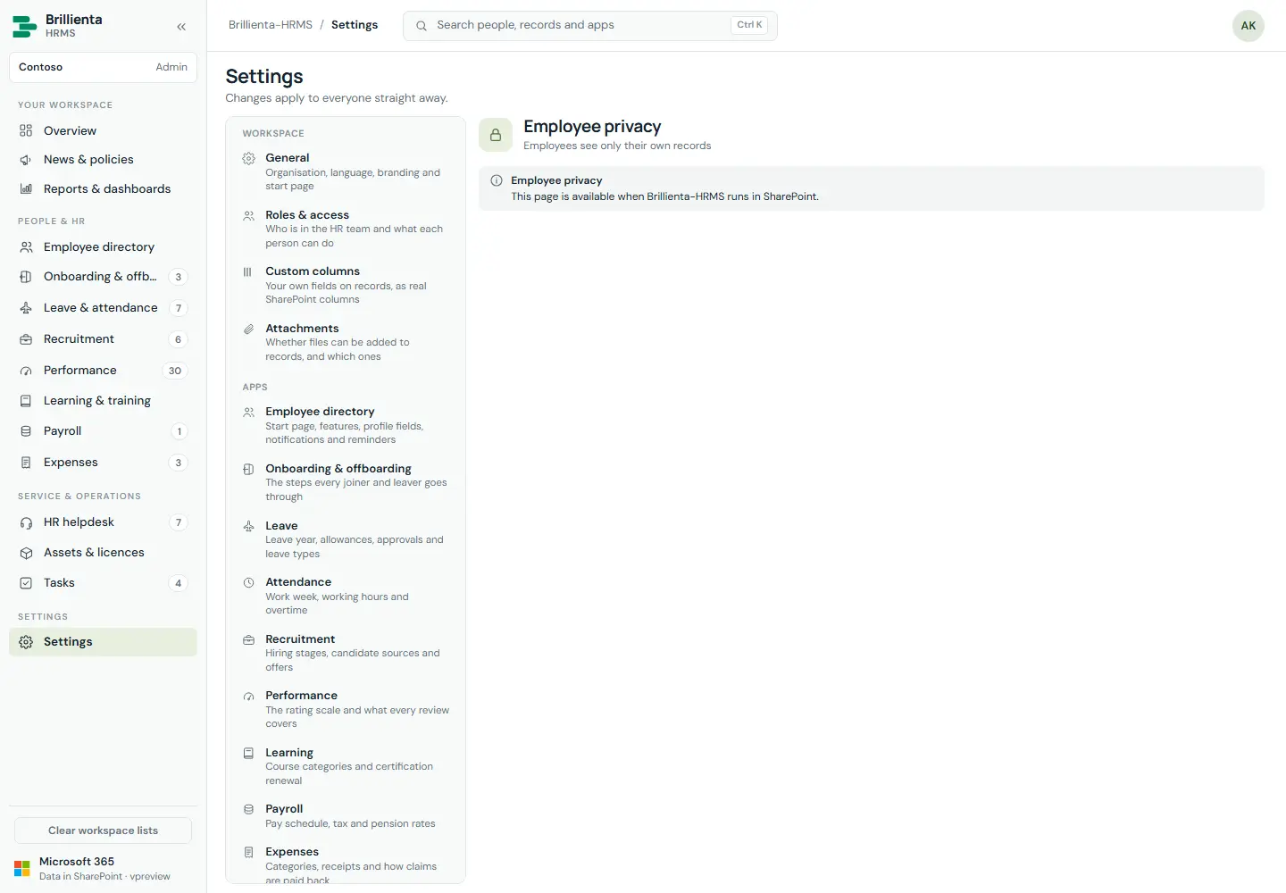 Employee privacy status and three-step switch-on.